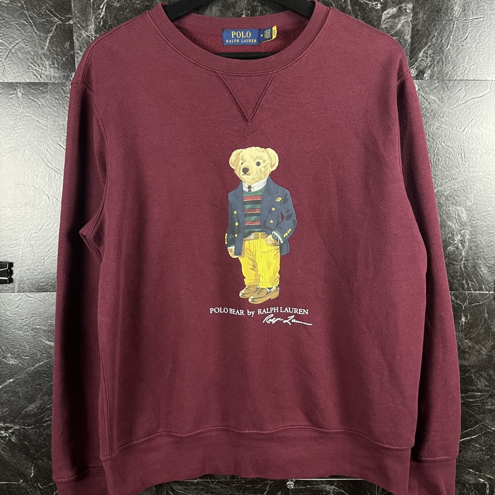 Polo Ralph Lauren Men's Red Blazer Polo Bear Sweatshirt Medium